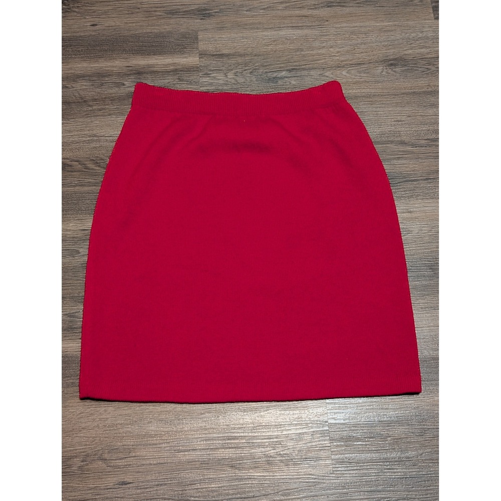 St John Evening Red Santana Knit Mini Skirt Marie Gray‎ Size 10 Vintage Designer